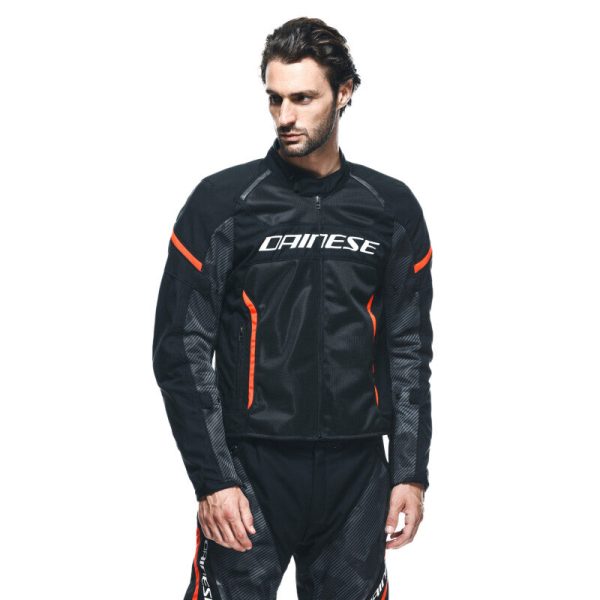 Dainese Air Frame 3 Tex Jacket Black Black Red Fluorescent Size - 58 on Sale