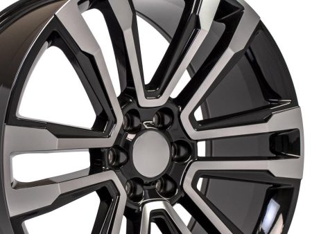 24  Replica CV44 fits GMC Yukon 24x10 Black Mach d Cheap